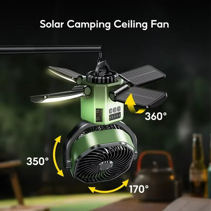 Compact Camping Fan with LED Light and 4 Speeds