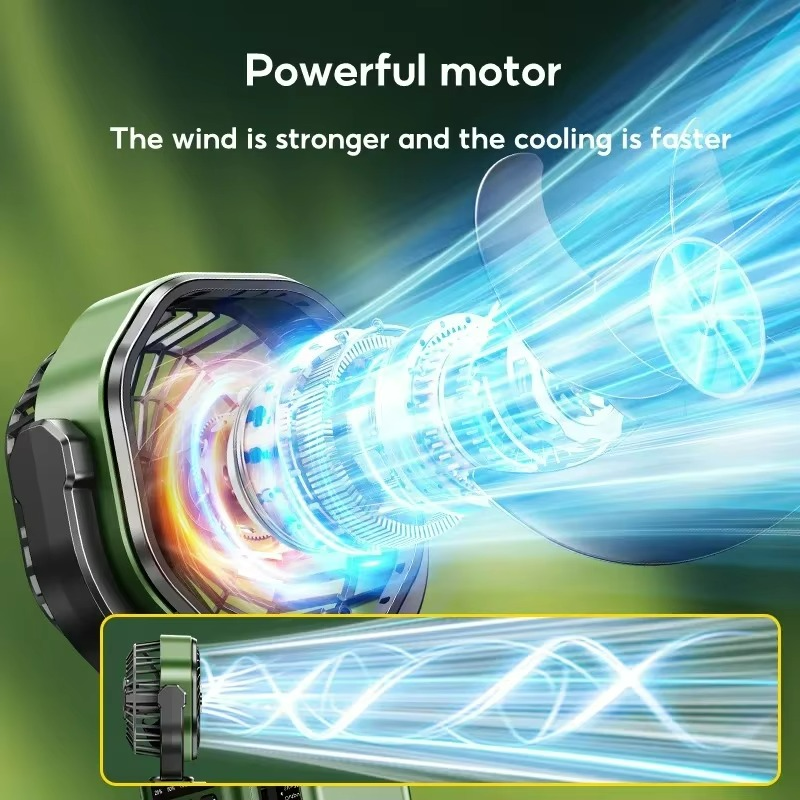 Compact Camping Fan with LED Light and 4 Speeds