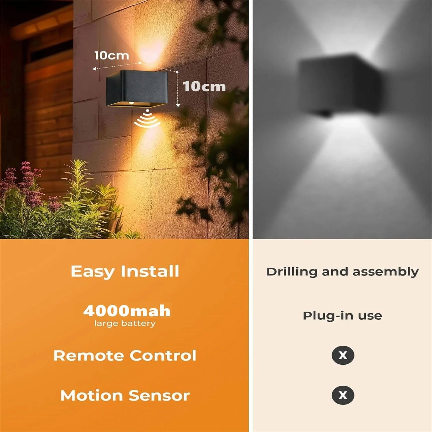 Smart Motion Sensor LED Wall Light with Remote