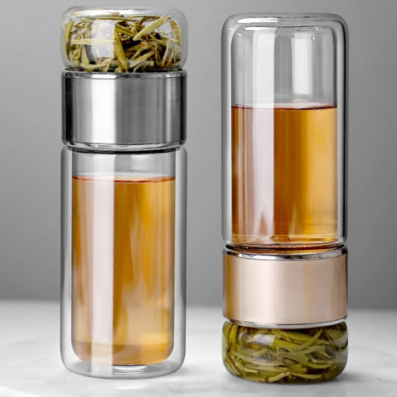 Large Glass Double Wall Tea Steeper Mug - Befez