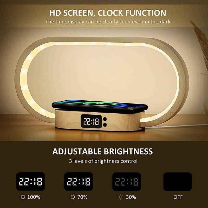 Smart Clock with Qi Charging and LED Nightlight