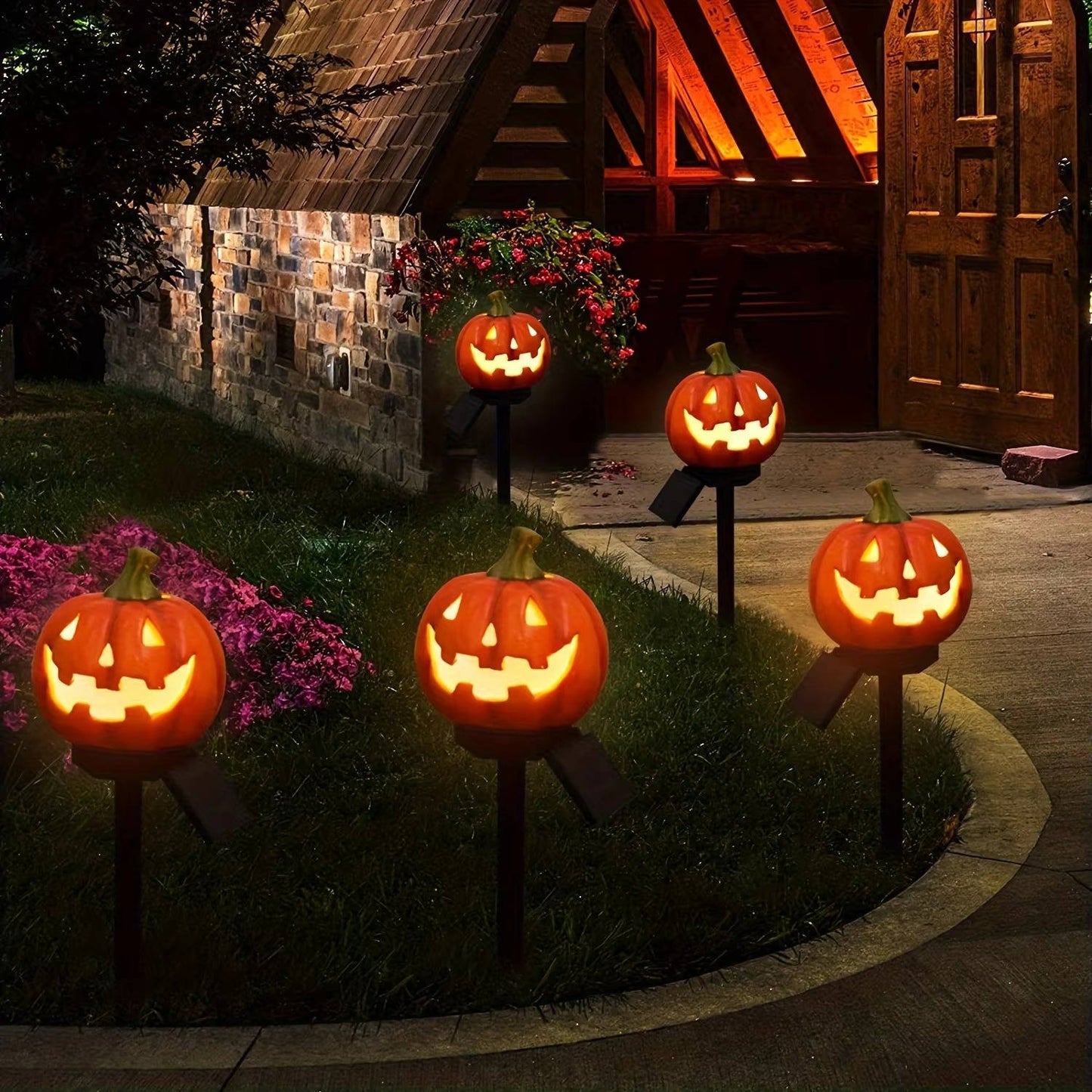 Bright LED Pumpkin Halloween Pathway Lights