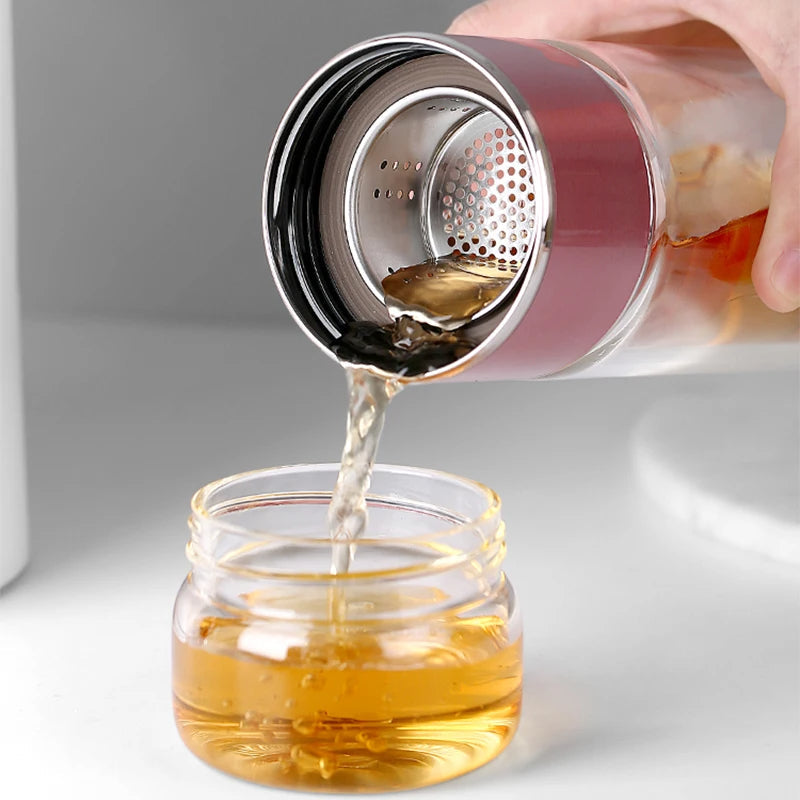 Large Glass Double Wall Tea Steeper Mug