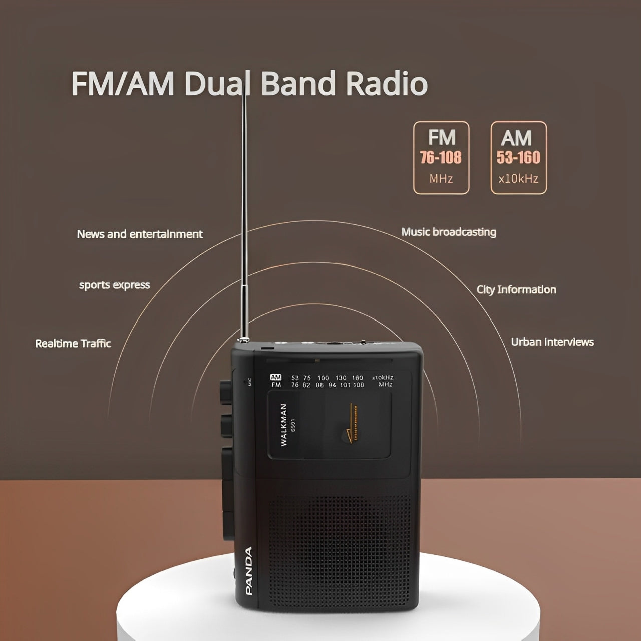 Retro Portable Cassette Radio Player with AM/FM