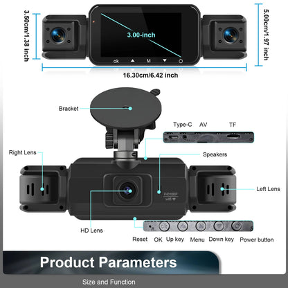 Dual Camera Car Dashboard Recorder With Night Vision