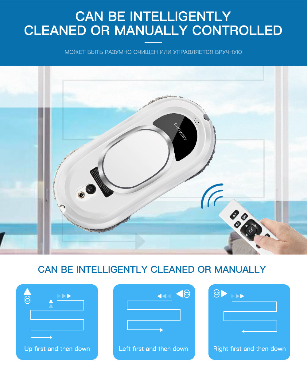 Wi-Fi Robot Glass Cleaner with Remote Auto Vacuum