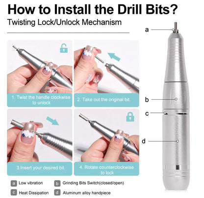 Compact Rechargeable Nail Drill Kit for Manicure