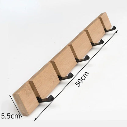 Space-Saving Wooden Wall Hook Rack