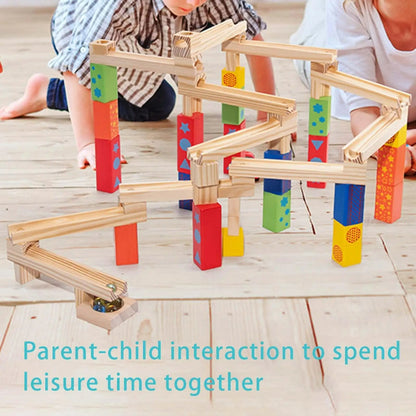 Fun Wooden Marble Run Building Set