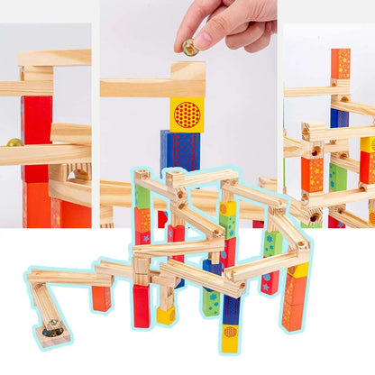 Fun Wooden Marble Run Building Set