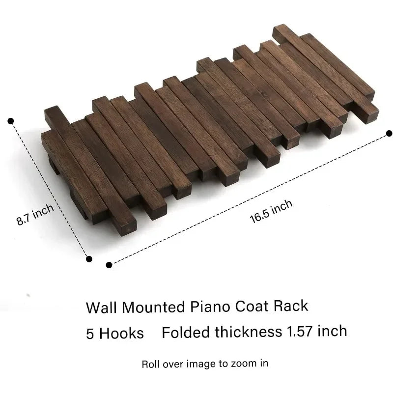 Reclaimed Wood Flip Down Coat Rack Wall Mount Hanger