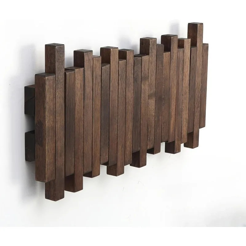 Reclaimed Wood Flip Down Coat Rack Wall Mount Hanger