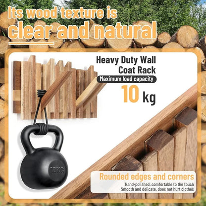 Traditional Wooden Coat Hook Rack with 8 Hooks