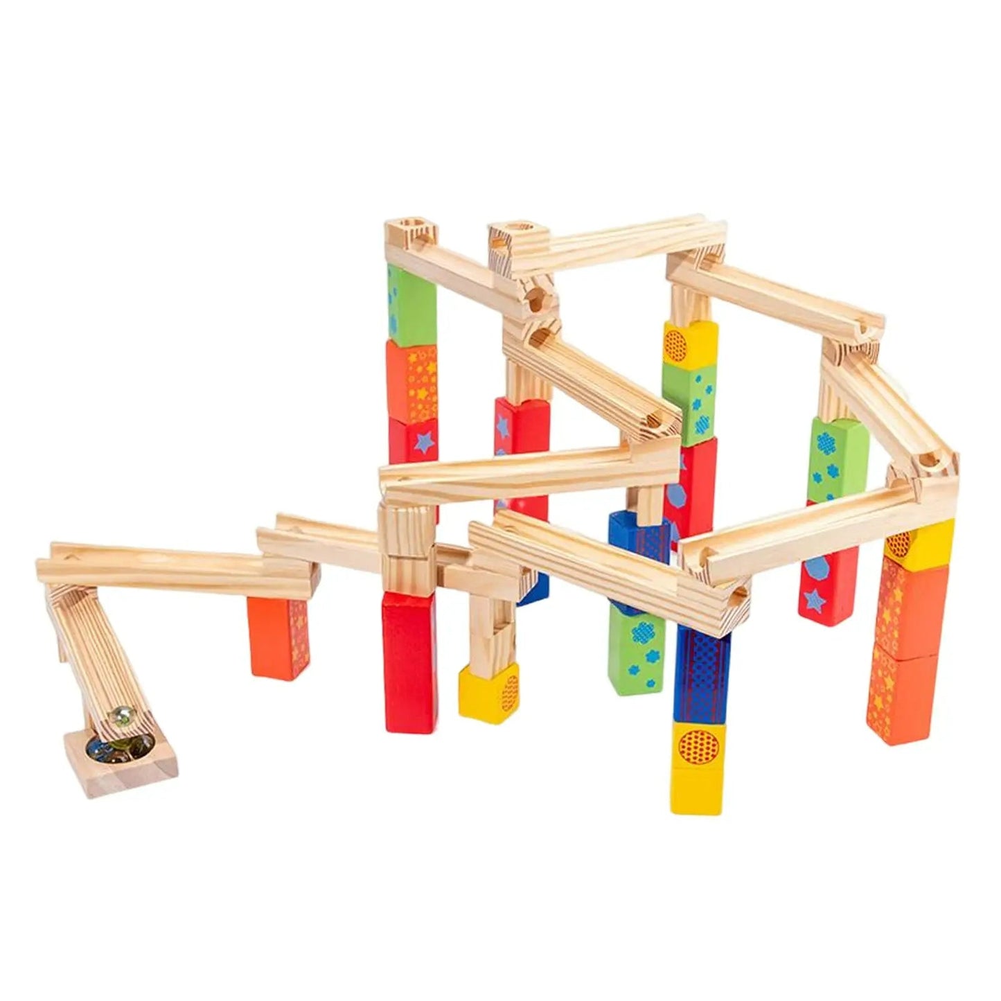 Fun Wooden Marble Run Building Set