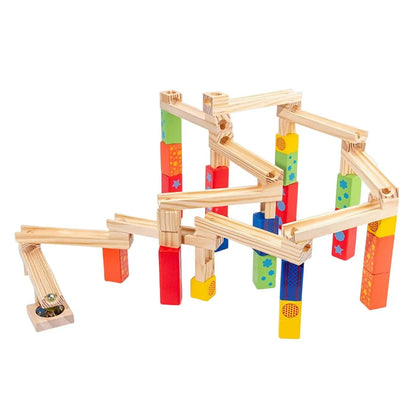 Fun Wooden Marble Run Building Set