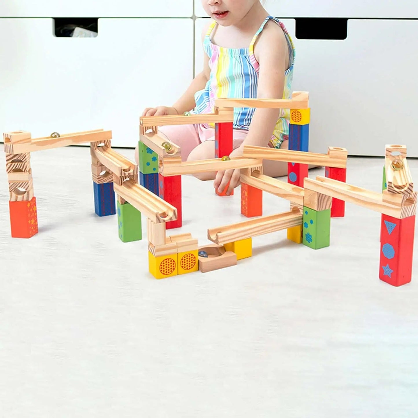 Fun Wooden Marble Run Building Set - Befez