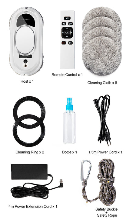 Wi-Fi Robot Glass Cleaner with Remote Auto Vacuum