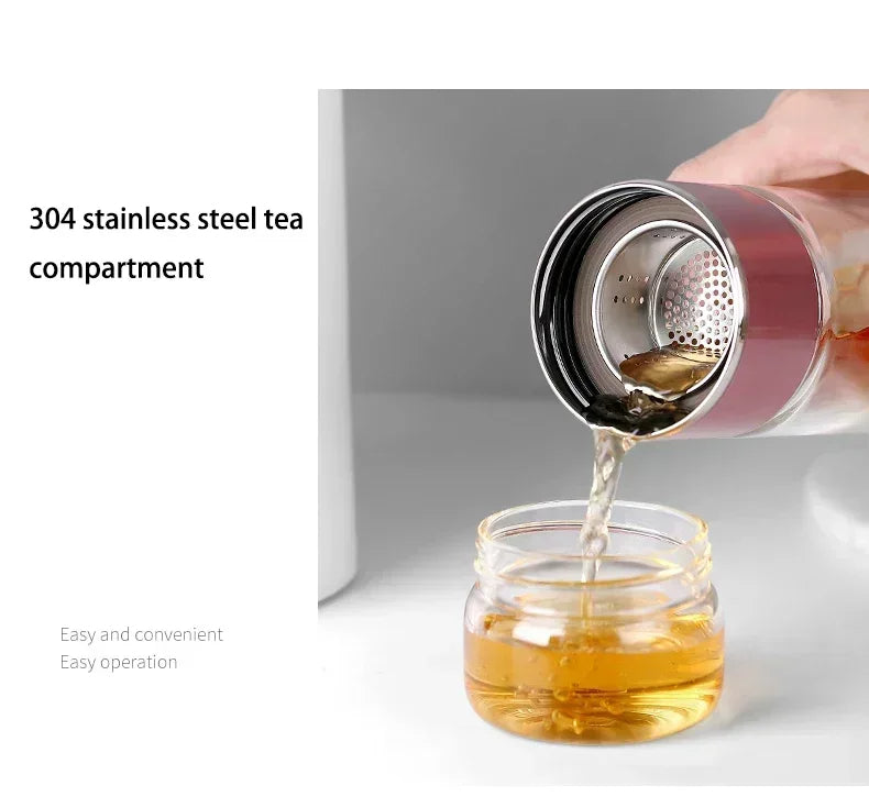 Large Glass Double Wall Tea Steeper Mug