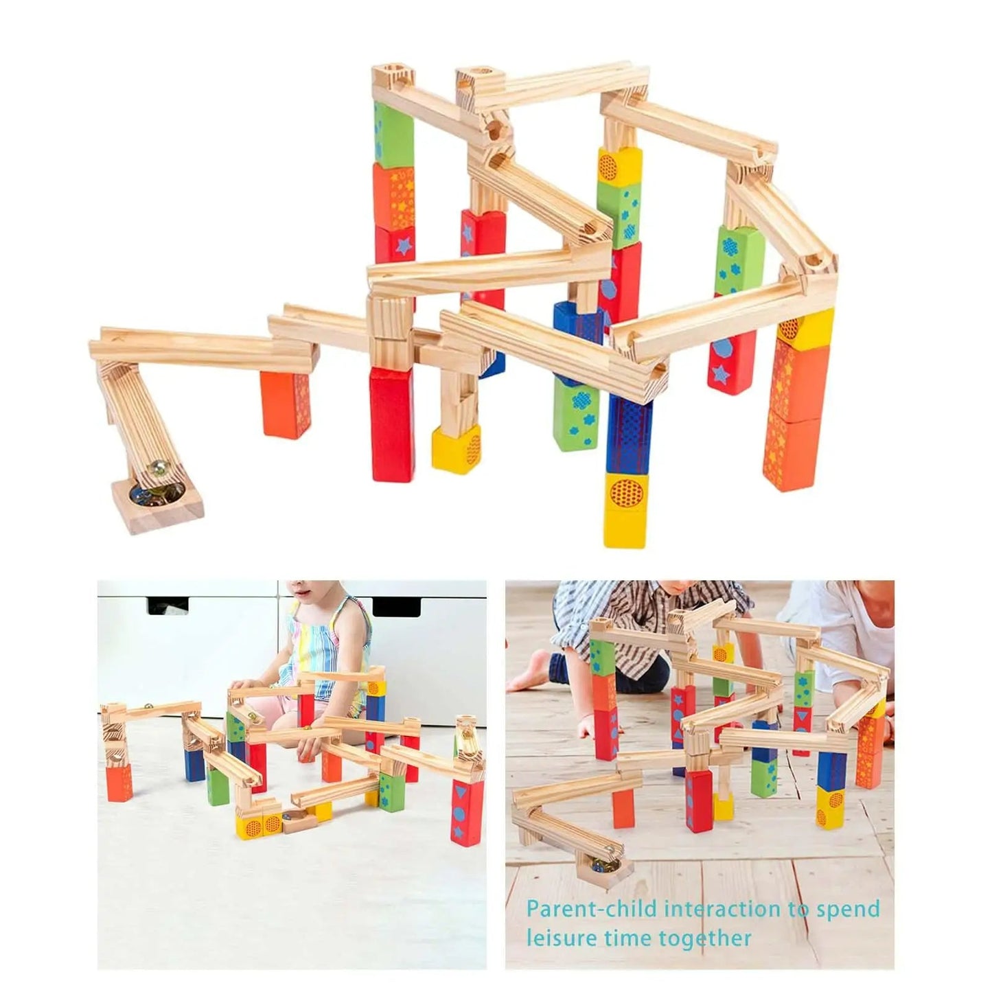 Fun Wooden Marble Run Building Set