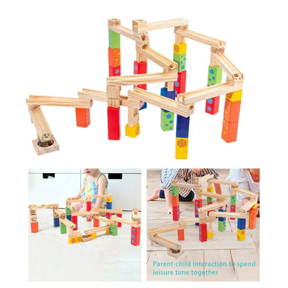 Fun Wooden Marble Run Building Set