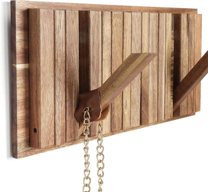 Traditional Wooden Coat Hook Rack with 8 Hooks