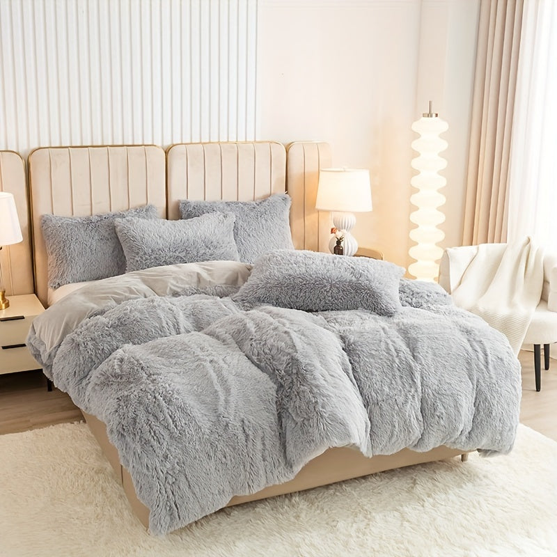 Cozy Soft Plush Duvet Cover Set with Zipper