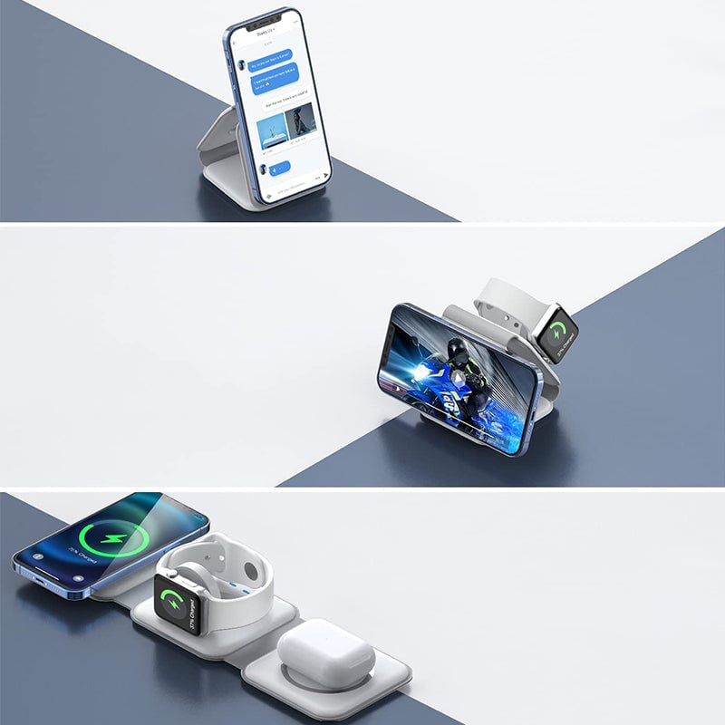 Compact 3 in 1 Portable Wireless Charging Pad