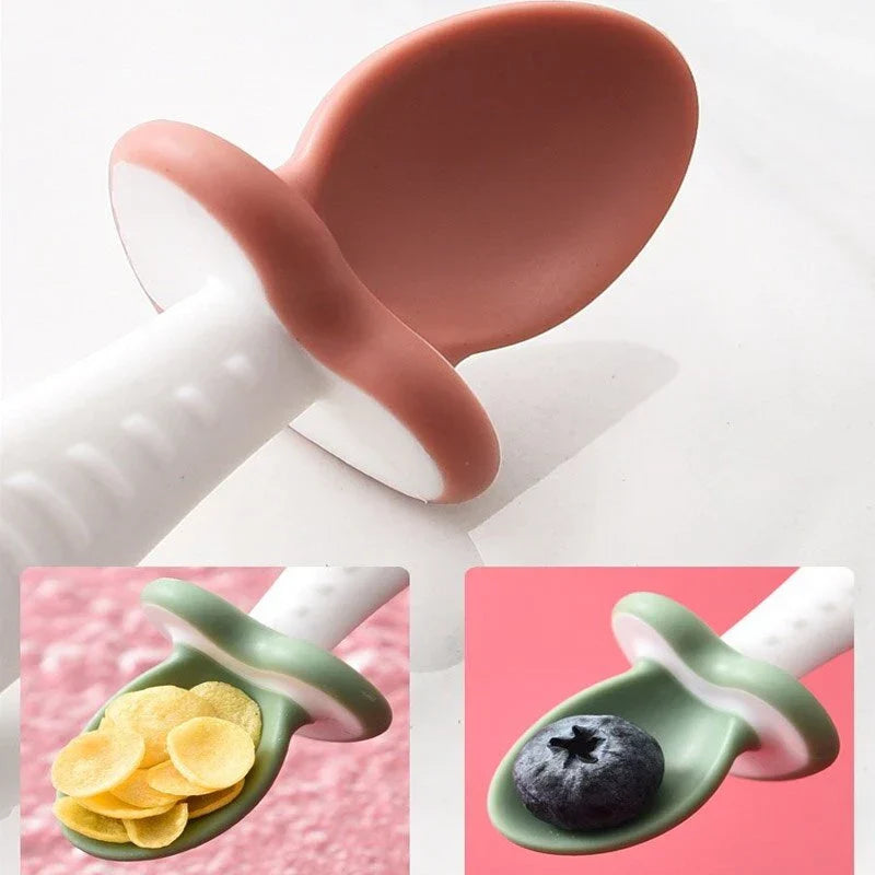 Soft Baby Utensil Set Silicone Spoon and Fork