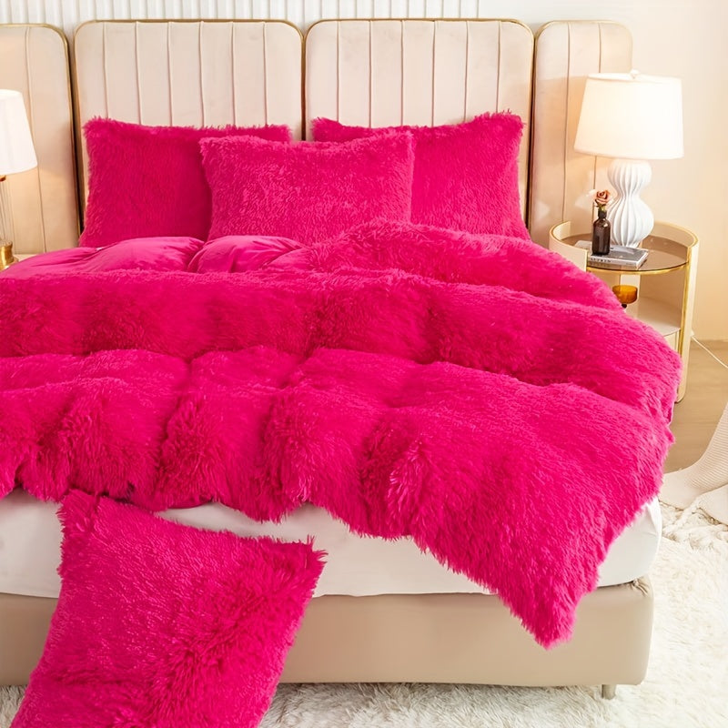 Cozy Soft Plush Duvet Cover Set with Zipper