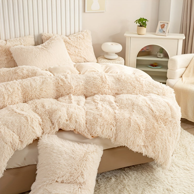Cozy Soft Plush Duvet Cover Set with Zipper