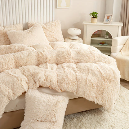 Cozy Soft Plush Duvet Cover Set with Zipper