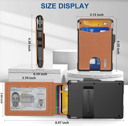 Slim Leather Wallet for Men with RFID Money Clip