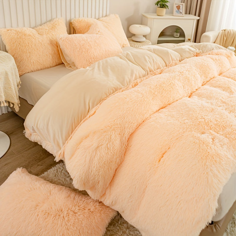Cozy Soft Plush Duvet Cover Set with Zipper