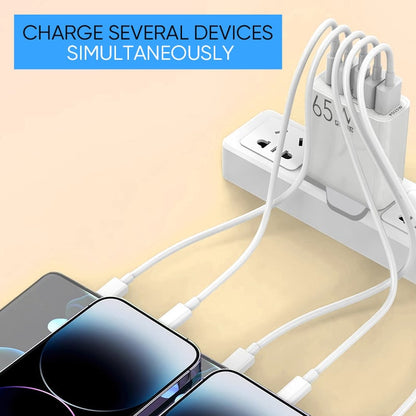 Compact 6 Port Fast Charger 65W US Plug