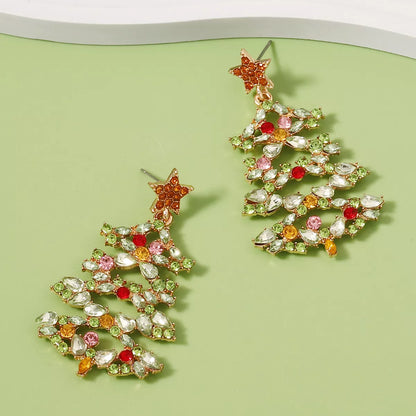 Sparkly Xmas Tree Stud Earrings with Glitter