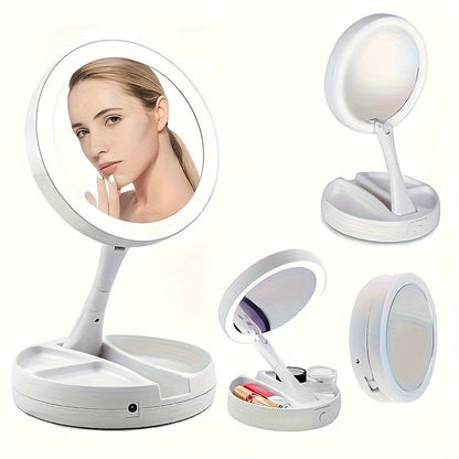 Compact LED Travel Makeup Mirror