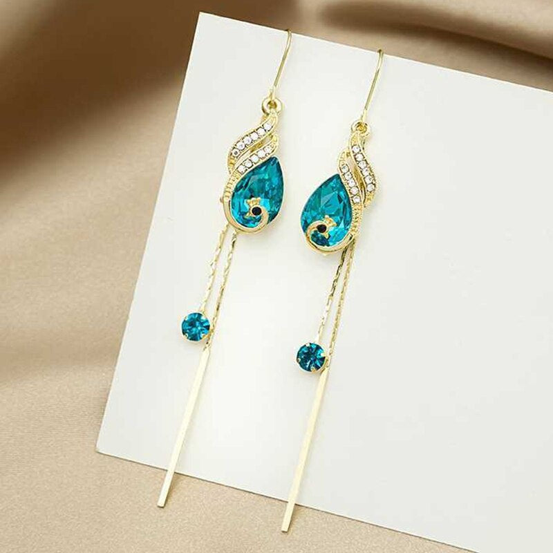 Befez | Azure Drop Crystal Bird Earrings