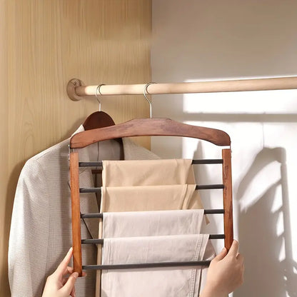 Compact Wooden Pant Organiser Hanger