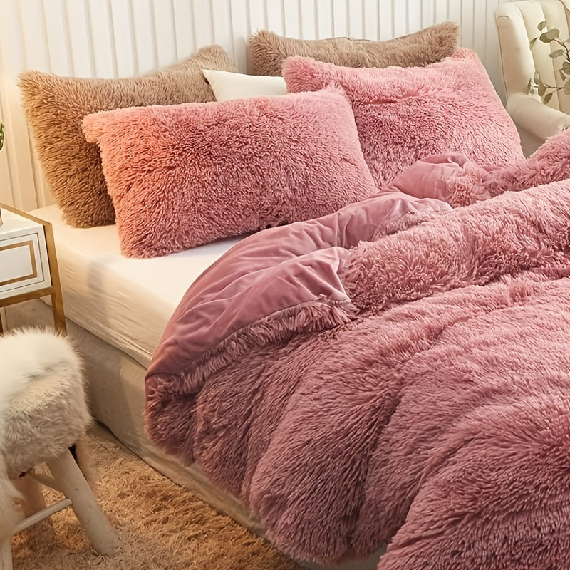 Cozy Soft Plush Duvet Cover Set with Zipper