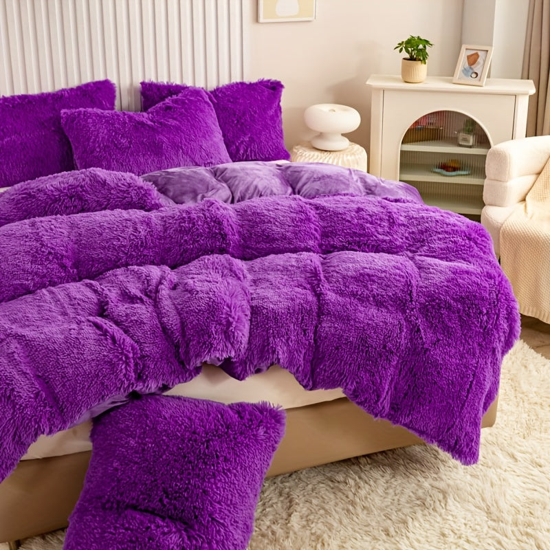 Cozy Soft Plush Duvet Cover Set with Zipper