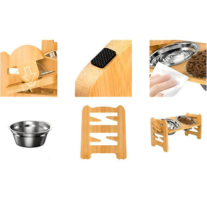 Stable Anti-Slip Dog Feeder with Two Bowls Befez