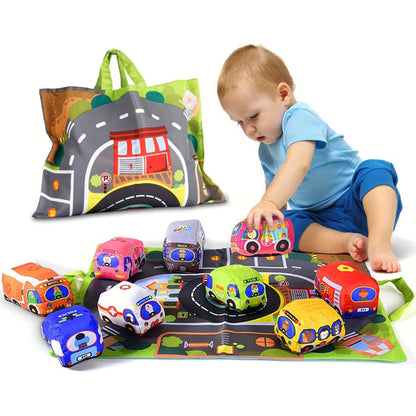 Soft 2-in-1 Plush Car Toy Set with Play Mat