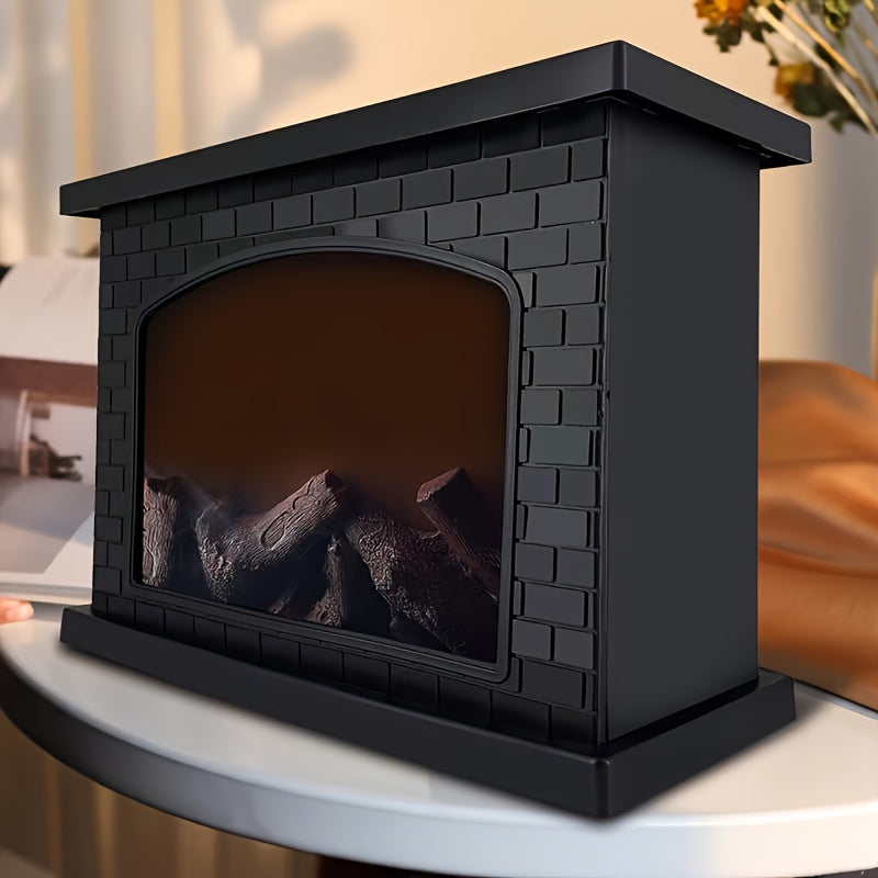 Warm Rectangular Electric Fireplace Lamp