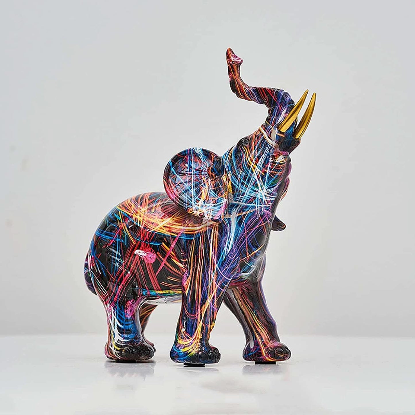 Vibrant Artistic Elephant Statue for Living Room Decor