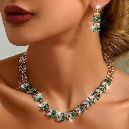 Green Gemstone Diamond Pendant Set - Befez