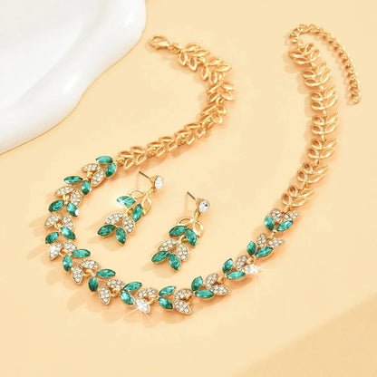 Green Gemstone Diamond Pendant Set