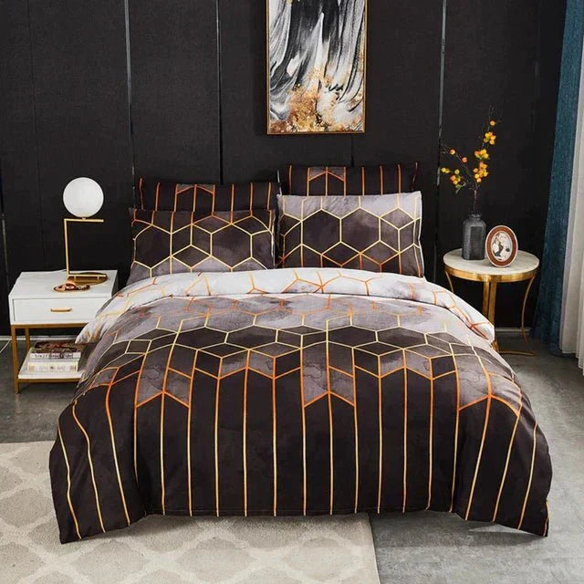 Soft Geometric Bedding Duvet Cover Set