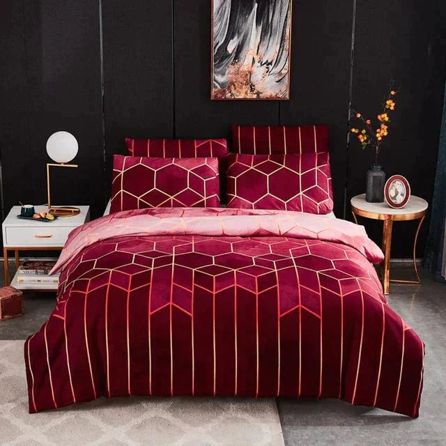 Soft Geometric Bedding Duvet Cover Set - Befez
