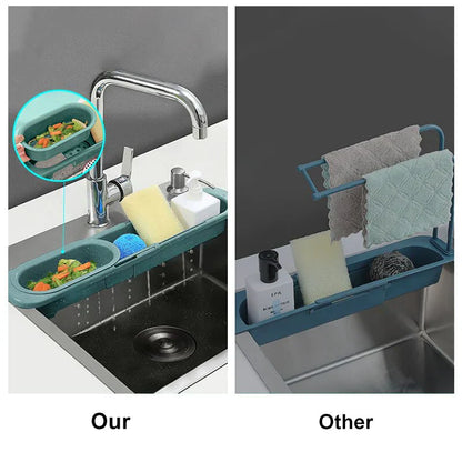 Space Saving Adjustable Sink Caddy for Sponges