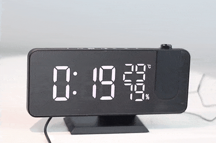 Smart LED Alarm Clock with Projector and USB Port